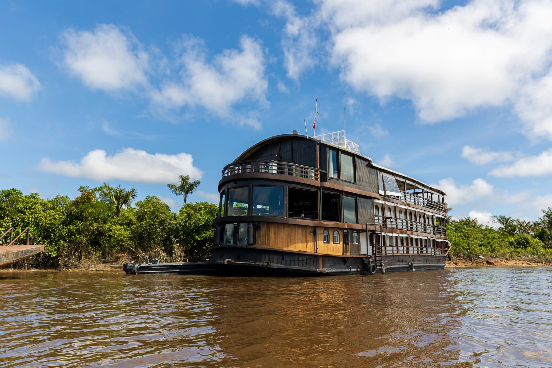 Navigating the Amazon River near Iquitos, Peru