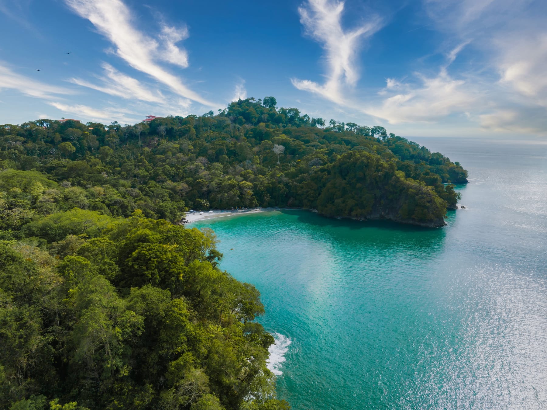 An aerial view of Manuel Antonio on the Pacific coast of Costa Rica